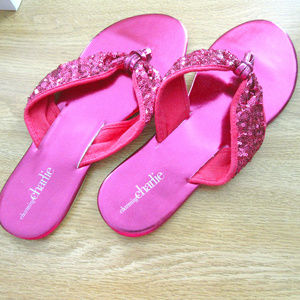 Charming Charlie Flip Flops Hot Pink Size 10 NEW